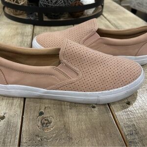 Pink Perforated Slip-On Sneakers